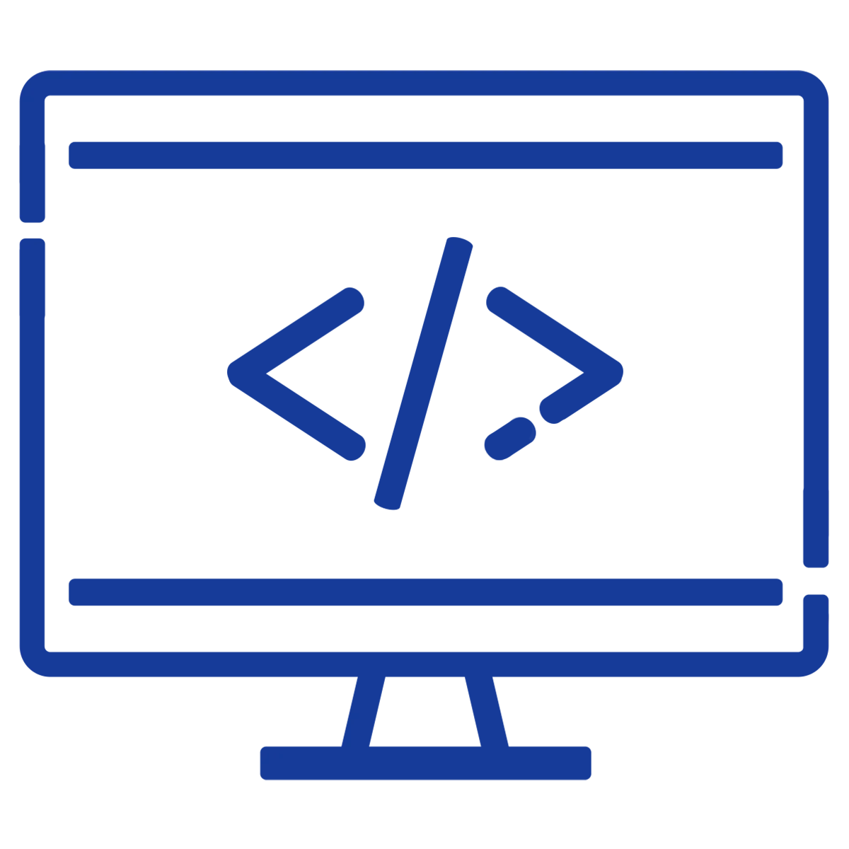 computer screen with code brackets on display